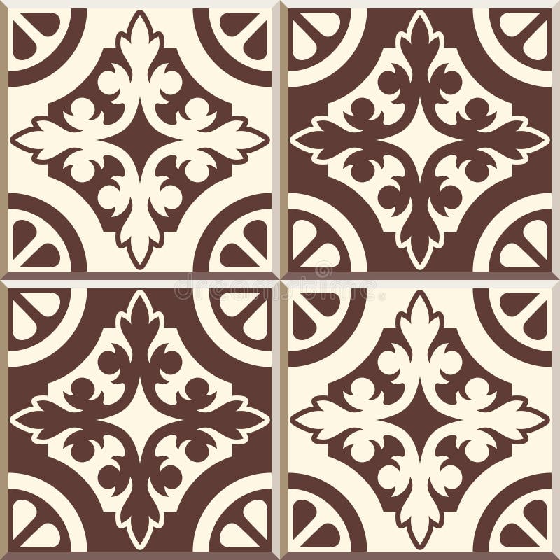 Retro Floor Tiles patern, set of four patterns