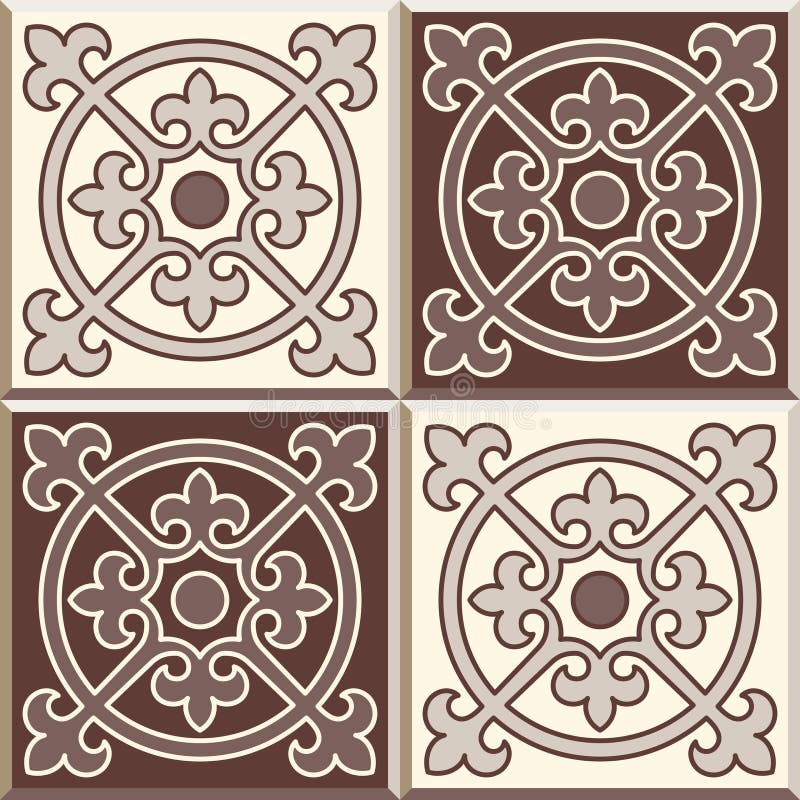 Retro Floor Tiles patern, set of four patterns