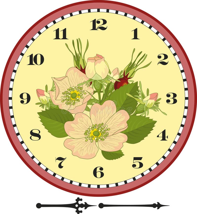 Retro Flower Clock Dial stock vector. Illustration of rosehip 24250660