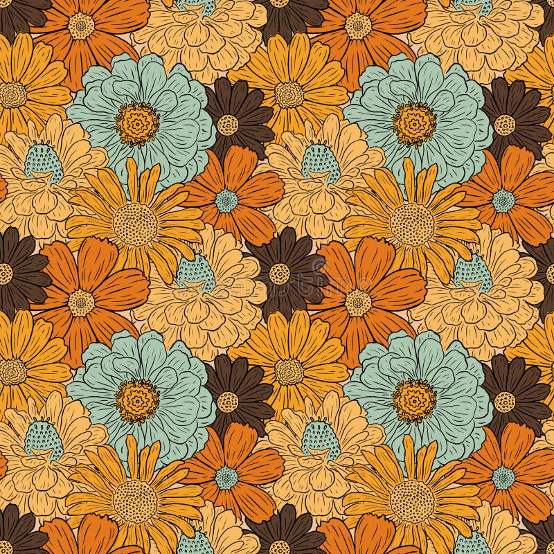 Floral Retro 70s Wallpaper Free Stock Photo  Public Domain Pictures