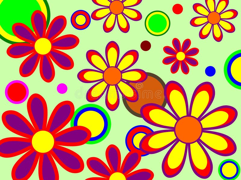 Hippie Groovy Flower Background By Mulew Art