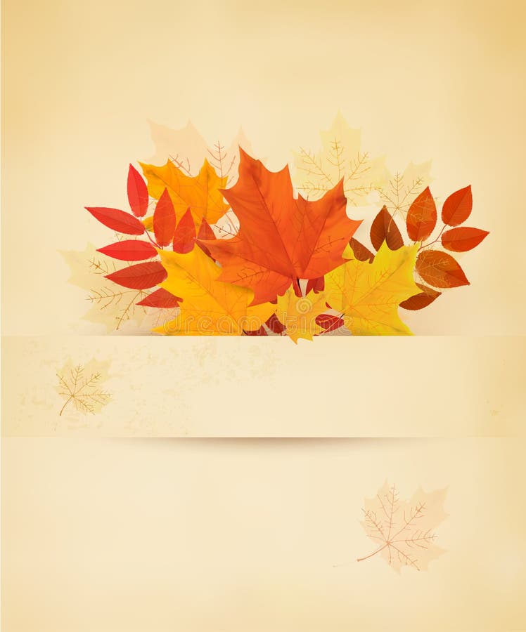 Retro fondo di autunno con le foglie variopinte royalty illustrazione gratis