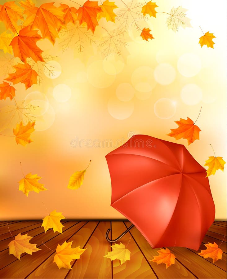Retro fondo di autunno con le foglie variopinte illustrazione vettoriale