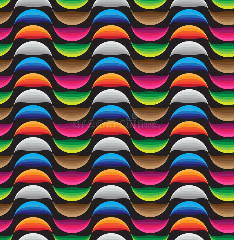 Retro fondo senza cuciture astratto dei modelli, linea variopinta della curva illustrazione di stock