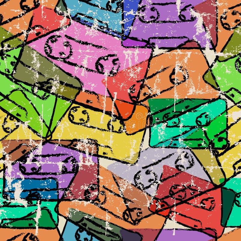 Retro fondo senza cuciture delle cassette illustrazione vettoriale Retro fondo senza cuciture delle cassette illustrazione vettoriale