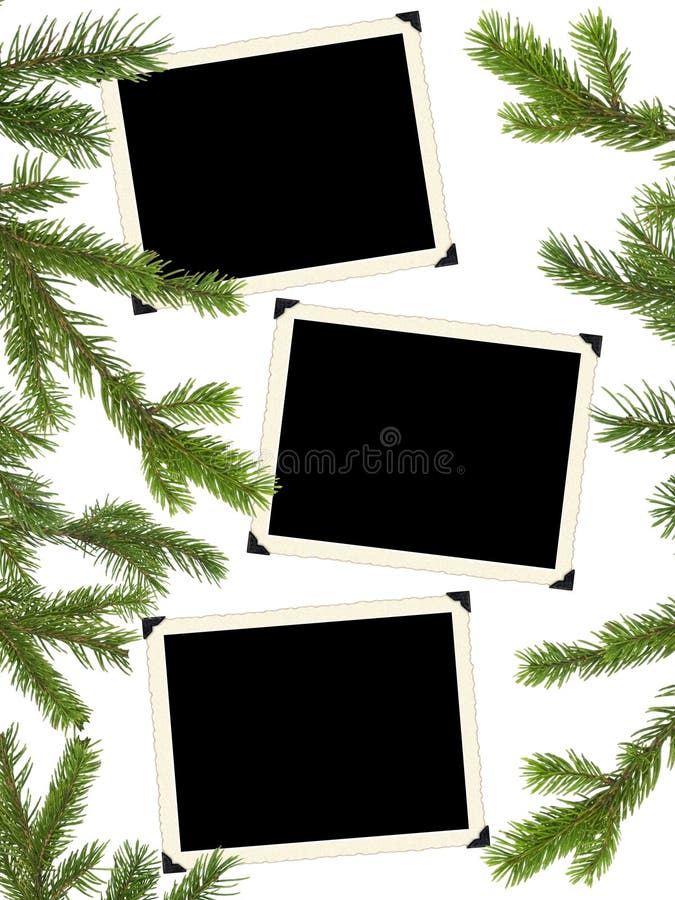 Retro- Fotorahmen und Weihnachtsbaum