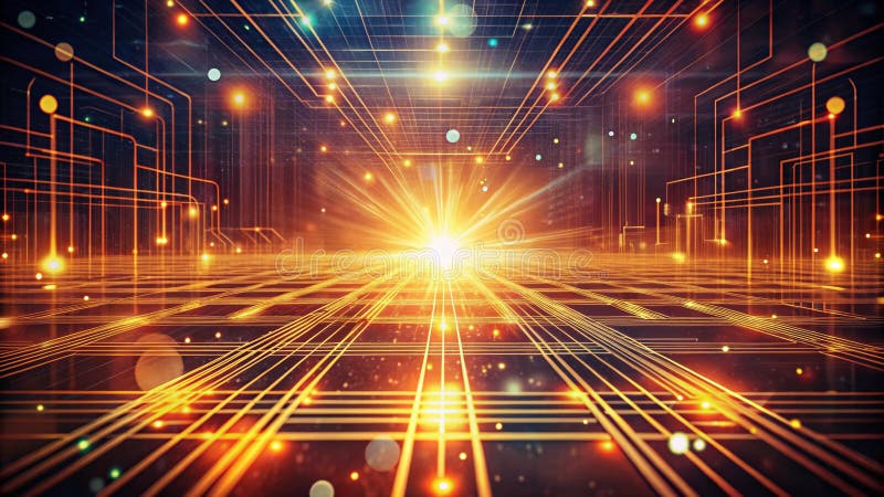 Retro Futuristic Abstract Tech Background A Glowing Lines Digital Art Piece Evoking 80s Synthwave Aesthetics for SciFi royalty free illustration