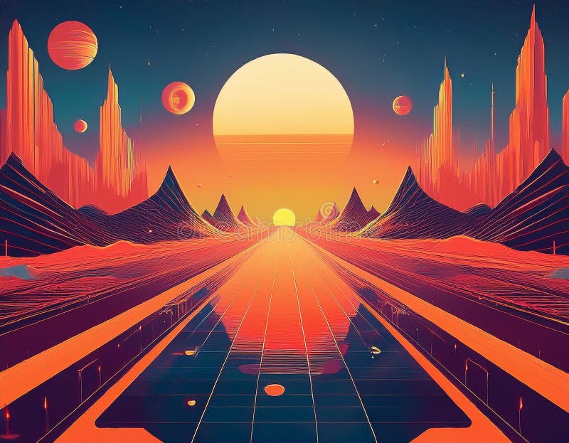 Retro Futuristic Background in a Dynamic Design royalty free stock photography