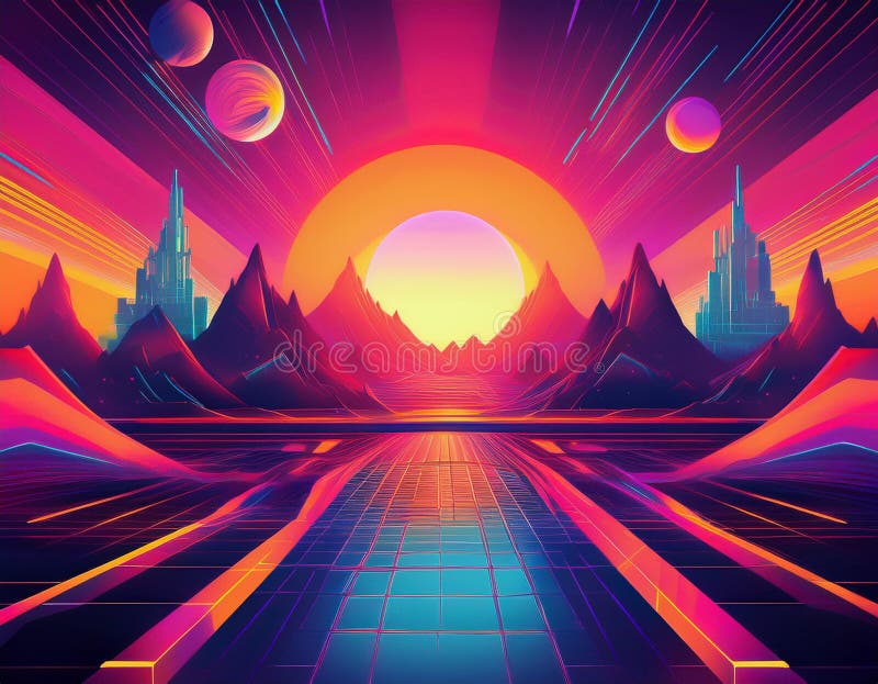 Retro Futuristic Background in a Dynamic Design royalty free stock photo