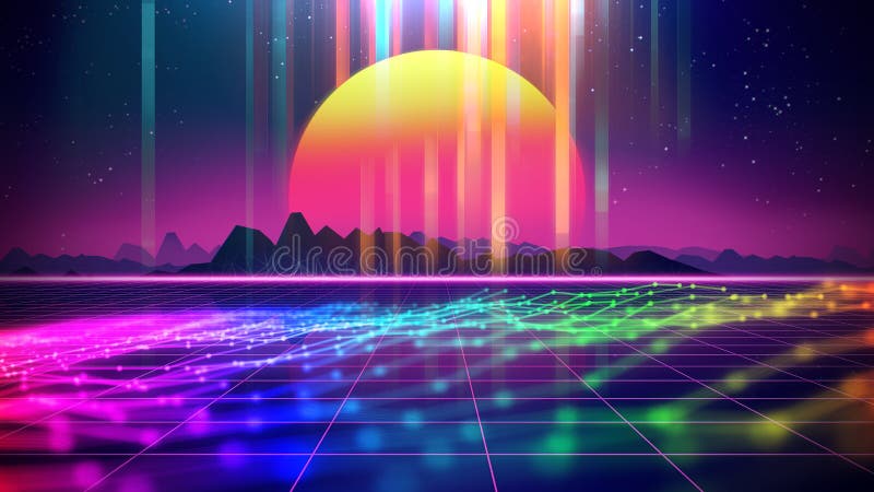 Retro futuristische 3d illustratie van de achtergrond de jaren '80stijl royalty-vrije illustratie Retro futuristische 3d illustratie van de achtergrond de jaren '80stijl royalty-vrije illustratie