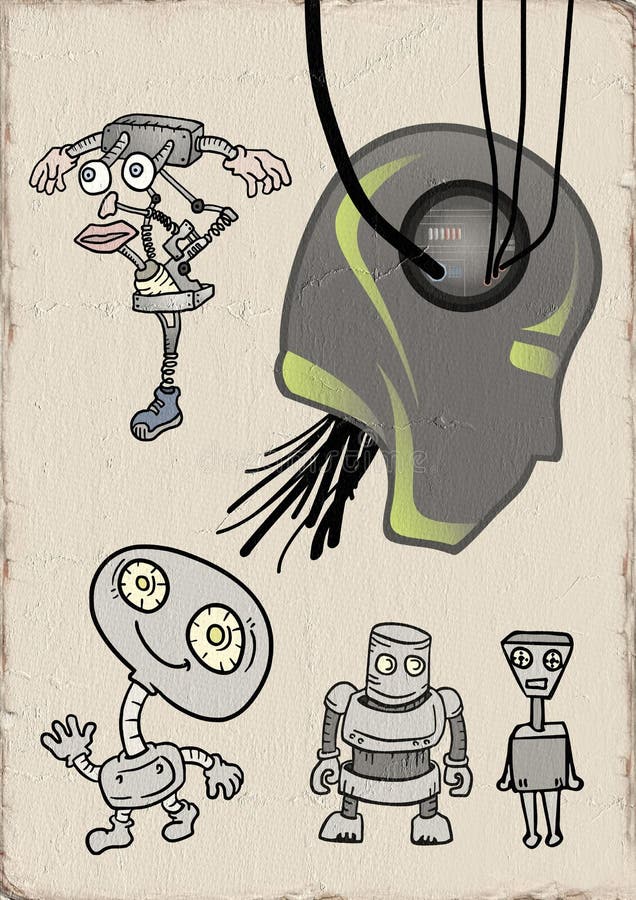 Retro- futuristische Roboterillustration vektor abbildung