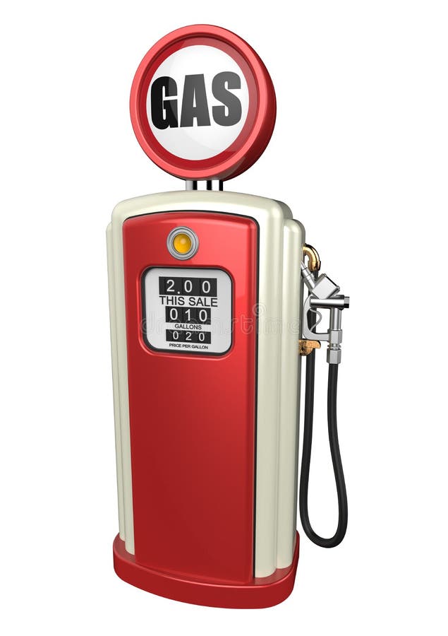 Retro gas pump 3D render stock illustration. Illustration of pump ...