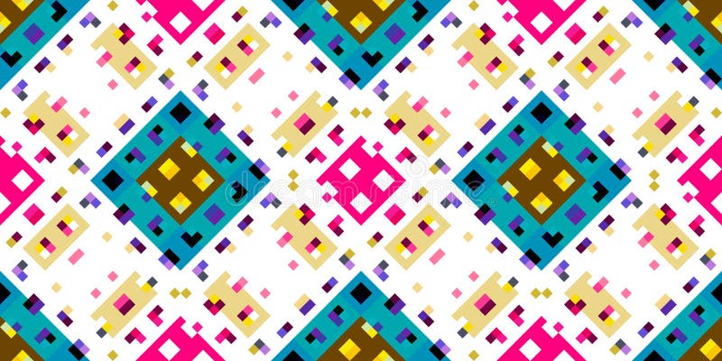 Retro Geometric Pixel Pattern. Playful Fun Kaleidoscopic Pink Wallpaper ...