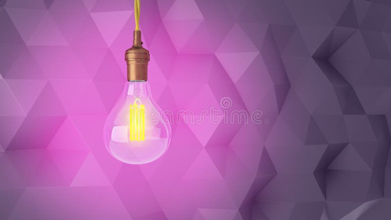 Retro- Glühlampe auf einem abstrakten modernen Hintergrund von Dreiecken Wiedergabe 3d lizenzfreie abbildung Retro- Glühlampe auf einem abstrakten modernen Hintergrund von Dreiecken Wiedergabe 3d lizenzfreie abbildung