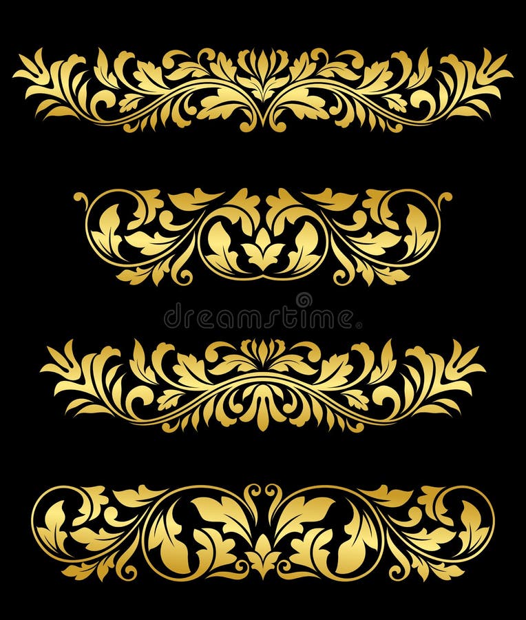 Retro gold floral elements