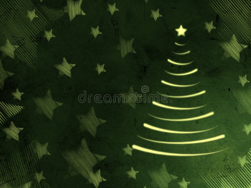 Retro Green Card mit Weihnachtsbaum und Sternen vektor abbildung Retro Green Card mit Weihnachtsbaum und Sternen vektor abbildung