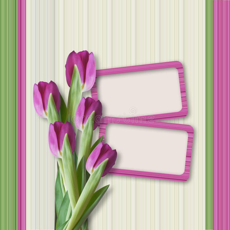 Retro greeting card with tulips