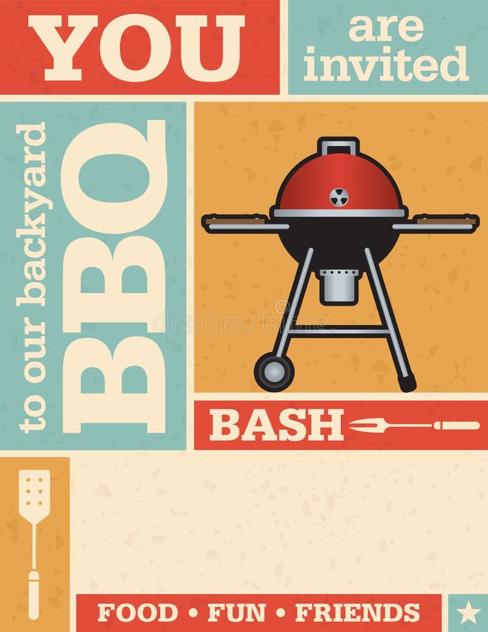 Retro- Grill-Einladung lizenzfreie abbildung Retro- Grill-Einladung lizenzfreie abbildung
