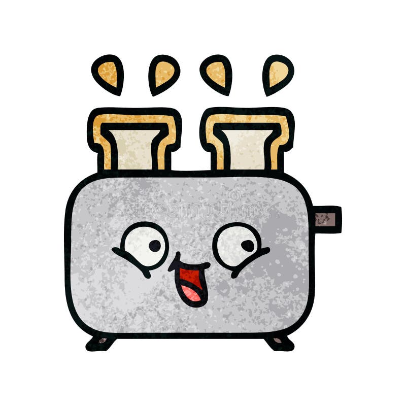 Retro Grunge Texture Cartoon of a Toaster Stock Vector Illustration