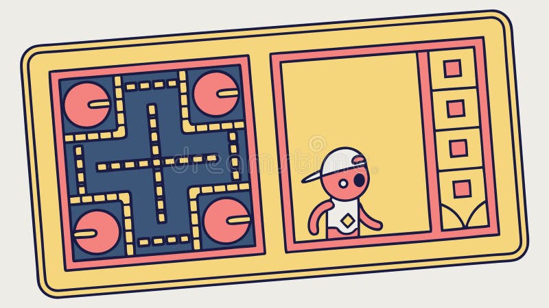 Retro handheld gameconsole, pixel art karakter vector, vector ontwerp generatieve AI stock illustratie