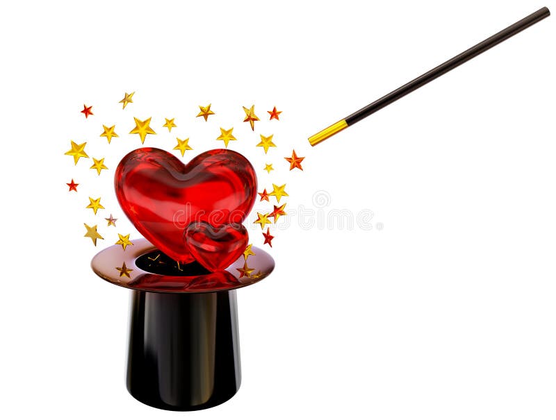 Retro hat with magic wand for love spell