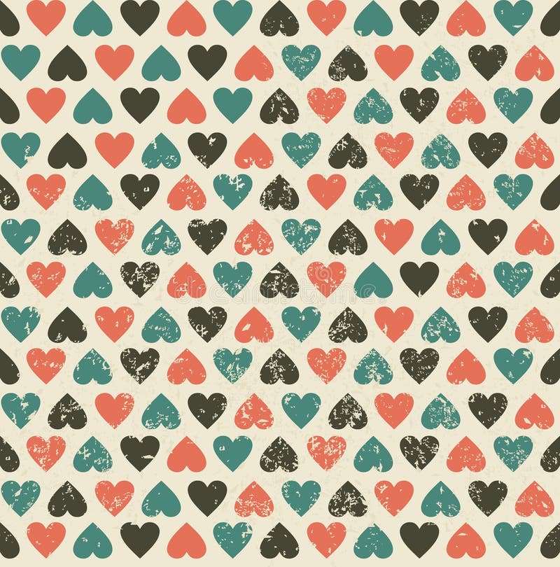 Retro hearts seamless pattern