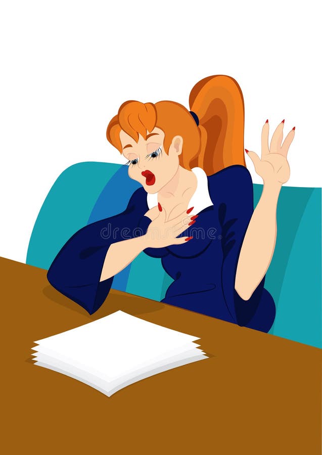 Retro hipster girl excited reading papers stock illustration Retro hipster girl excited reading papers stock illustration