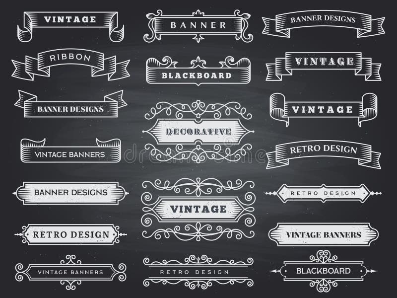 Retro horizontal banners. Ribbon flourish ornate frame decoration vector vintage collection vector illustration Retro horizontal banners. Ribbon flourish ornate frame decoration vector vintage collection vector illustration