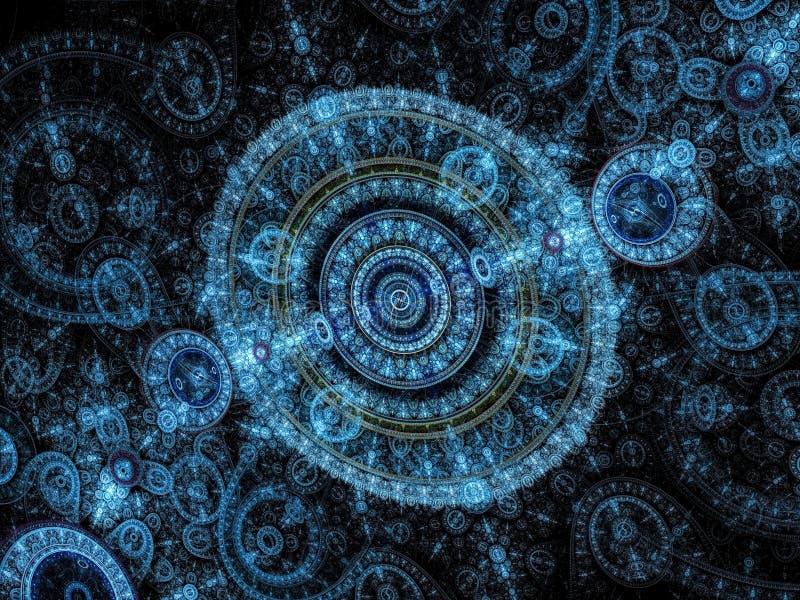 Retro ilustracja z błękitnym fractal zegarem ilustracja wektor Retro ilustracja z błękitnym fractal zegarem ilustracja wektor