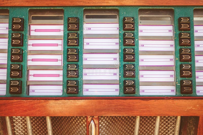 Retro styled image of an old jukebox with blank music labels. Retro styled image of an old jukebox with blank music labels