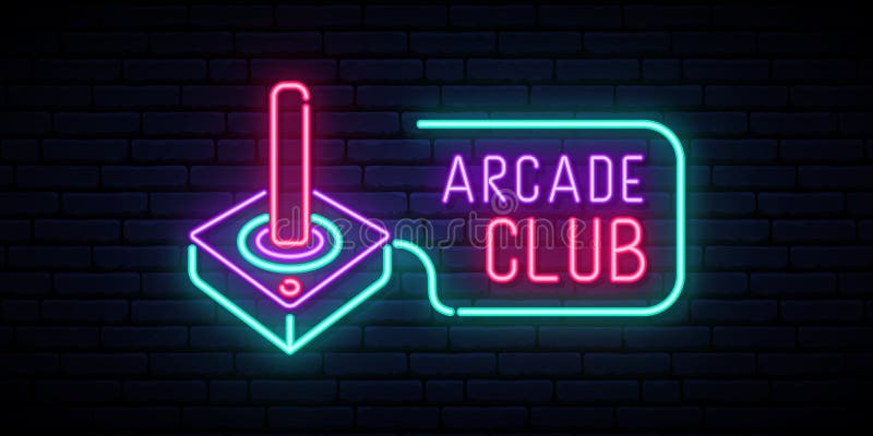 Retro joystick neon sign. royalty free stock images