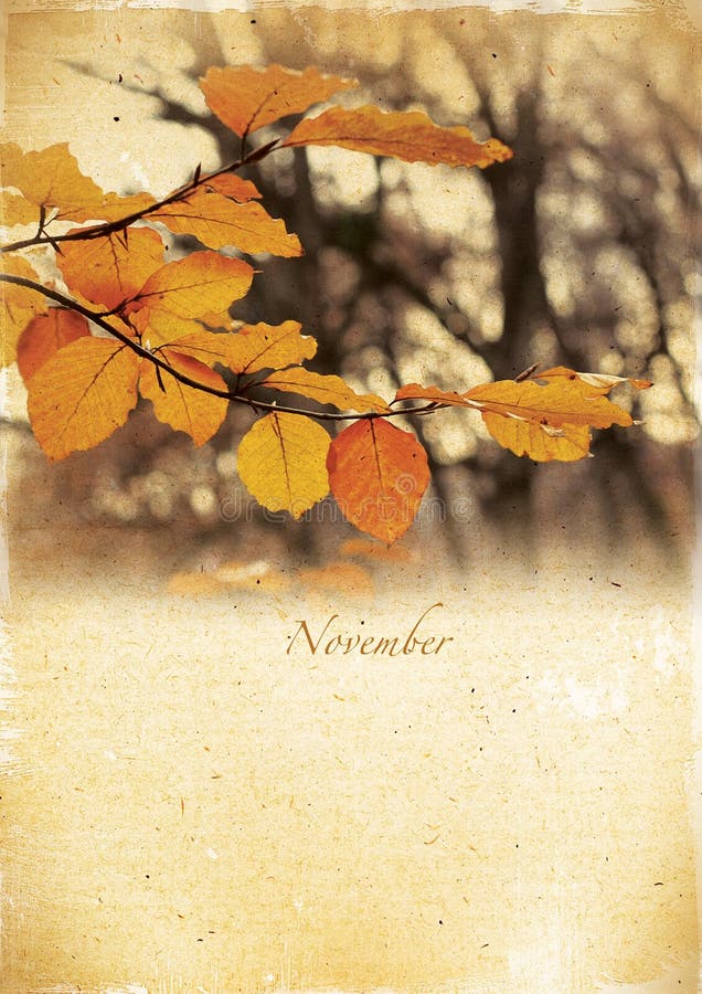 Retro kalender. November. Tappninghöstlandskap. arkivfoton Retro kalender. November. Tappninghöstlandskap. arkivfoton