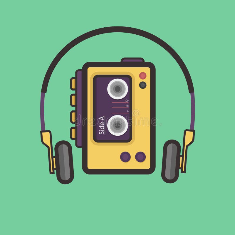 Retro kaseta gracza mieszkania stylu wektoru ikona ilustracji Retro kaseta gracza mieszkania stylu wektoru ikona ilustracji