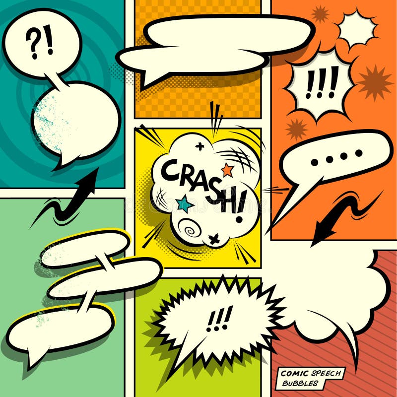 Comic Book Speech Bubbles. A set of colourful and retro comic book design elements with speech bubbles! Vector illustration. Comic Book Speech Bubbles. A set of colourful and retro comic book design elements with speech bubbles! Vector illustration.