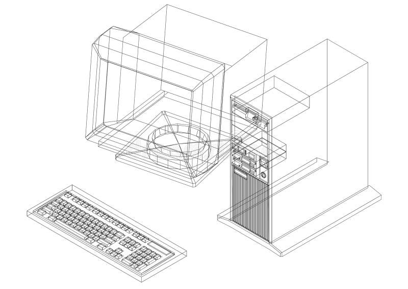 Retro Komputerowy architekta projekt - odosobniony ilustracja wektor Retro Komputerowy architekta projekt - odosobniony ilustracja wektor