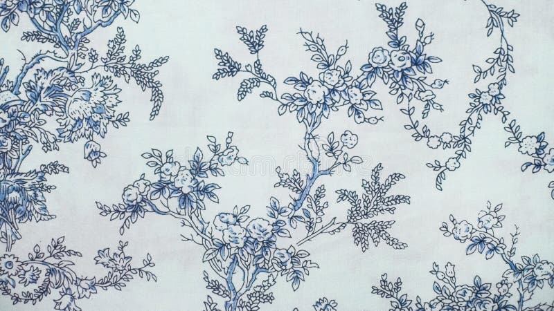 Retro Blue Floral Pattern Fabric Background Stock Image - Image of ...