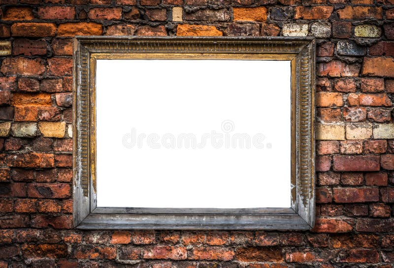 Retro- leerer Art Frame On eine Backsteinmauer lizenzfreies stockfoto Retro- leerer Art Frame On eine Backsteinmauer lizenzfreies stockfoto