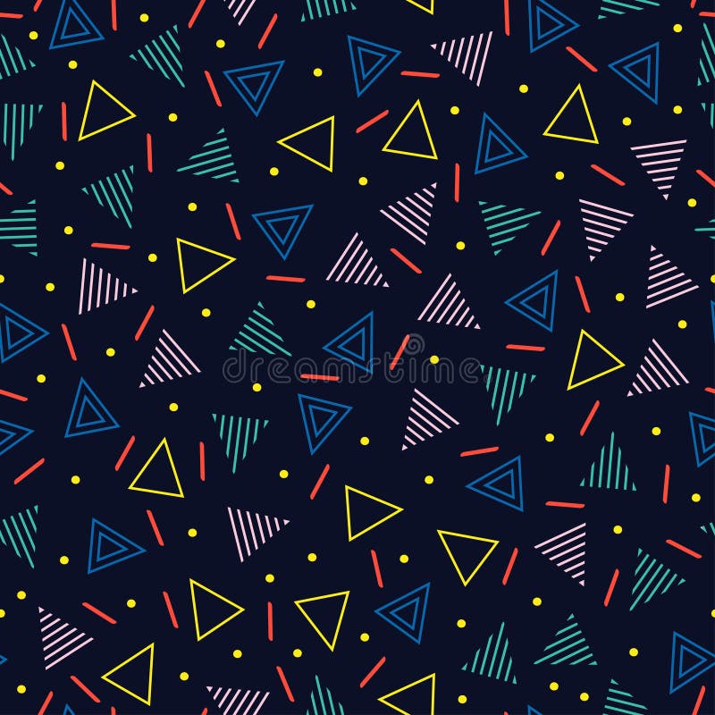 Retro linea geometrica modelli senza cuciture di Memphis di forme Modo 80-90s dei pantaloni a vita bassa Strutture astratte di mi illustrazione di stock