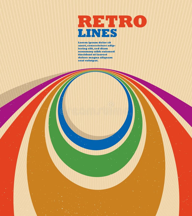 Retro Lines Vector Abstract Background, 3D Dimensional Perspective