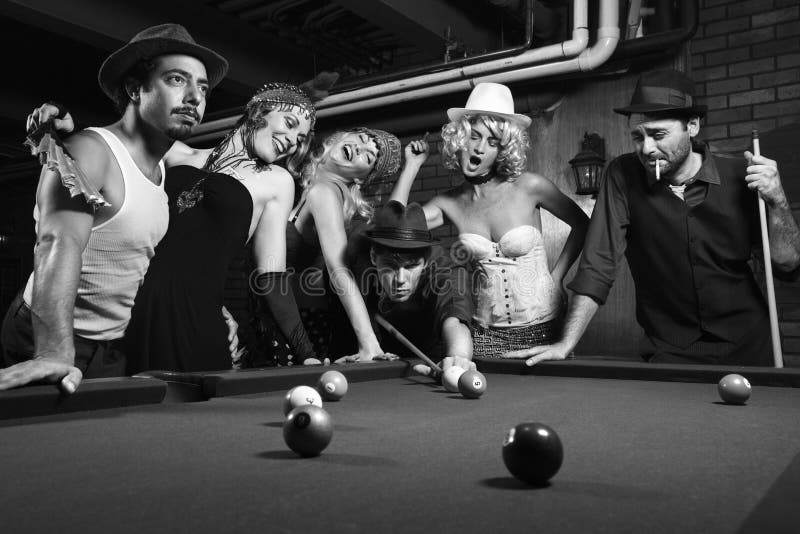 Friends Cheering While Their Friend Aiming For Billiards Ball Stock Photo -  Download Image Now - iStock