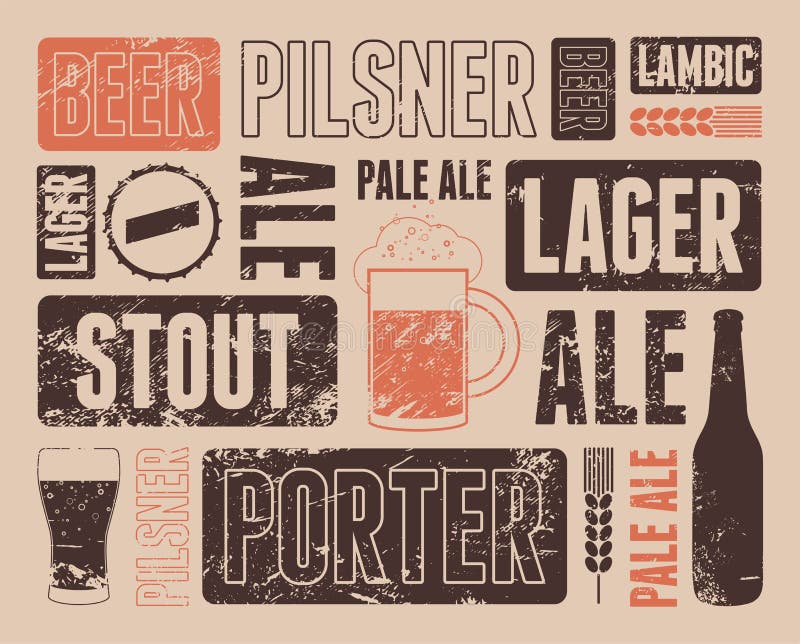 Retro manifesto tipografico della birra di lerciume Illustrazione di vettore illustrazione di stock Retro manifesto tipografico della birra di lerciume Illustrazione di vettore illustrazione di stock