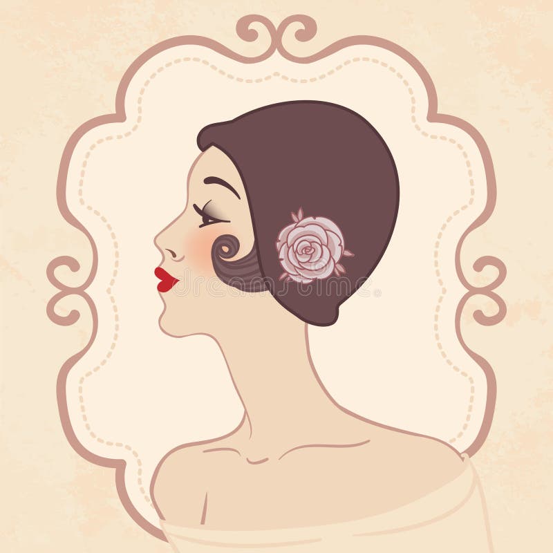 Retro meisje van de vin in hoed vector illustratie Retro meisje van de vin in hoed vector illustratie