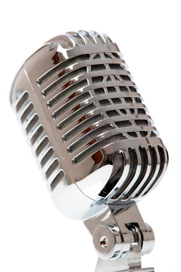 Retro microphone isolated against white