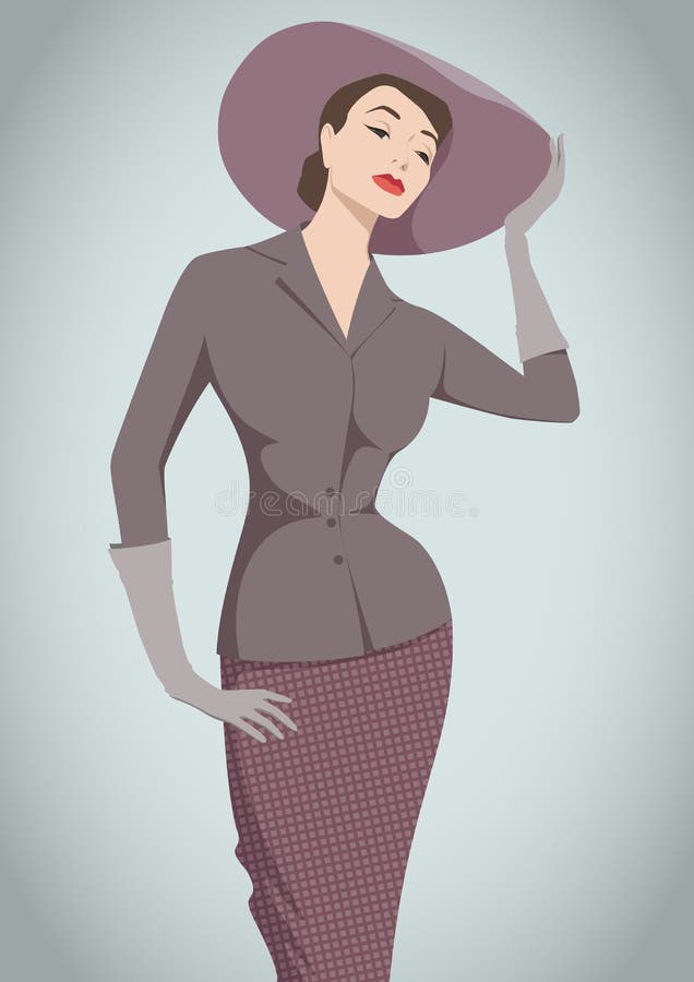 Vector illustration of stylish fashion woman in 40s style. Vector illustration of stylish fashion woman in 40s style