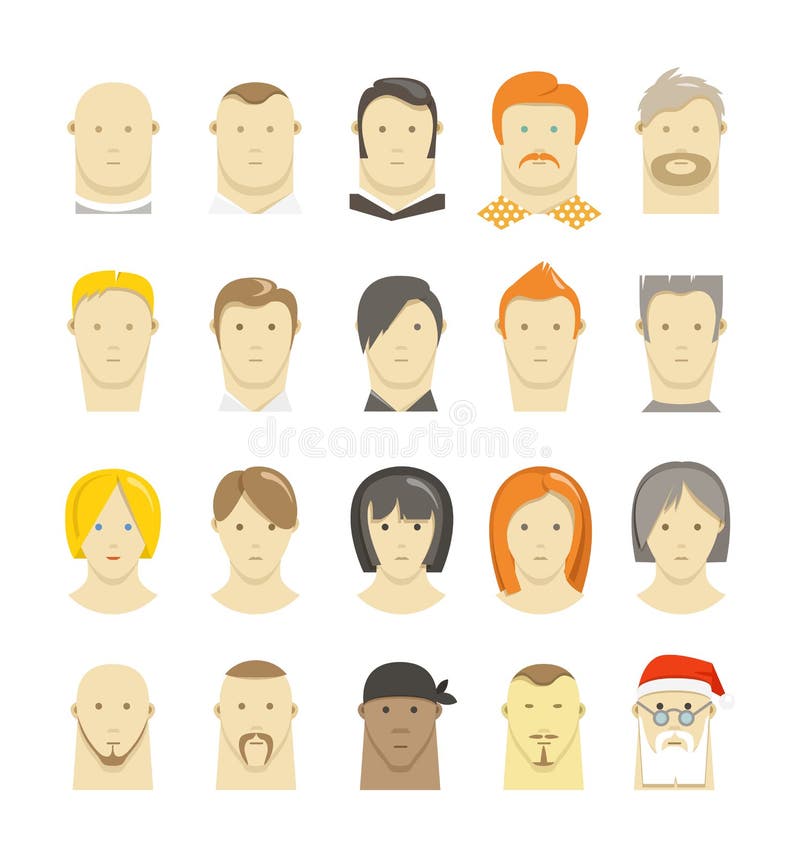 Retro and modern different people faces stock illustration
