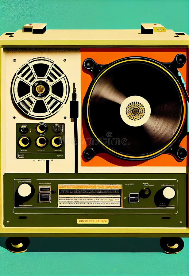 Retro Music Player Illustration Inspired in the Seventies Stock