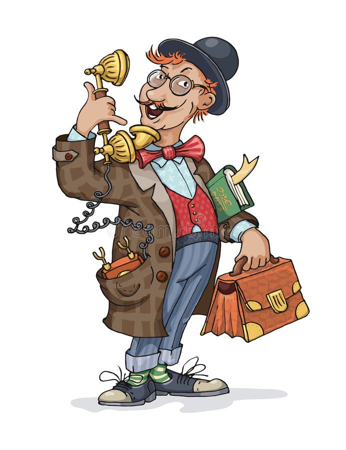 Retro mężczyzna Z Drucianym telefonem w Jego kieszeni ilustracji Retro mężczyzna Z Drucianym telefonem w Jego kieszeni ilustracji