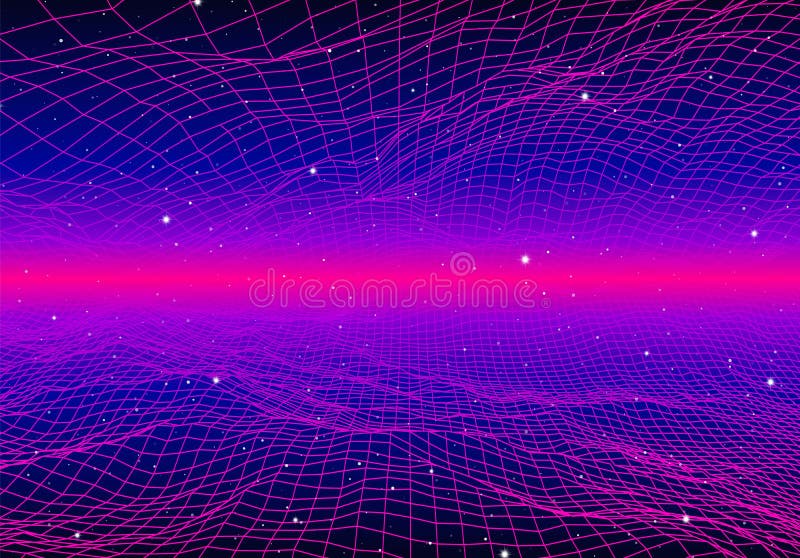 Retro Neon Background with 80s Styled Laser Grid and Stars Stock Vector -  Illustration of hipster, cover: 151799335