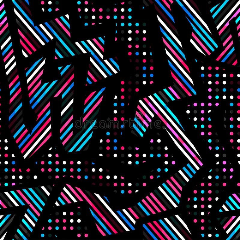 Retro neon geometrisch naadloos patroon vector illustratie Retro neon geometrisch naadloos patroon vector illustratie