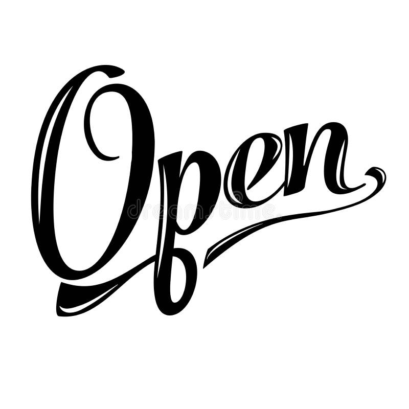 Retro open sign on white stock illustration